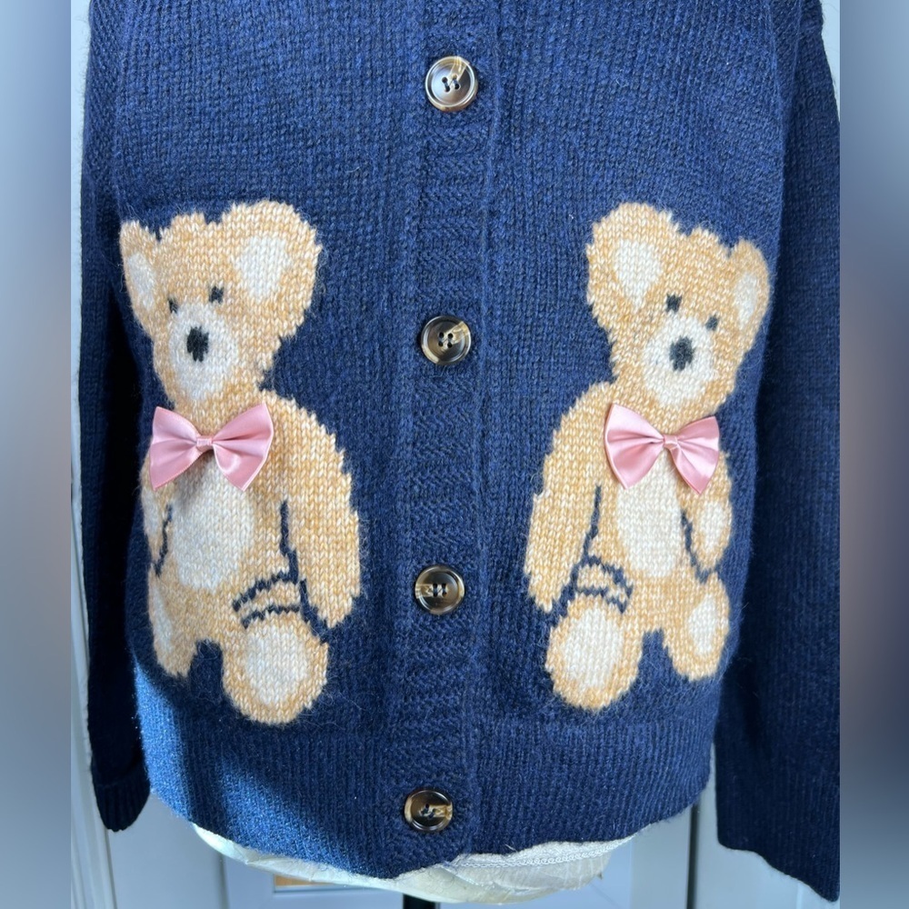 NWT Coco & Shay Teddy Bear Knit Cardigan Sweater Navy Blue Sizes XL, M - Picture 4 of 5
